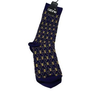 Ozone Design Women's Spider Embroidered Signature Socks Navy Blue Sz OS DM13